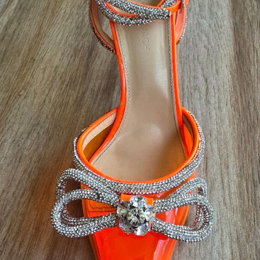 MACH & MACH PVC & ORANGE PATENT LEATHER EMBELLISHED CRYSTAL DB BOW PUMPS EUR. 40 - Picture 5 of 14